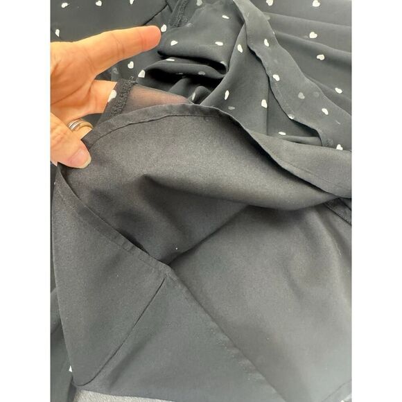 Maison Jules Fit Flare Dress Hearts Print Black Size Medium Retro Twee 50s Dot - Picture 10 of 10